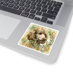 Poodle Watercolor vinyl sticker by Tritan, on a laptop