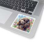 Poodle Watercolor vinyl sticker by Tritan, on a laptop