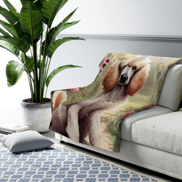 Poodle Watercolor Cottage Garden Throw Blanket | Premium Dog Prints | Tritan — Lifestyle View