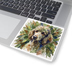 Poodle Watercolor vinyl sticker by Tritan, on a laptop