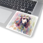 Poodle Watercolor vinyl sticker by Tritan, on a laptop