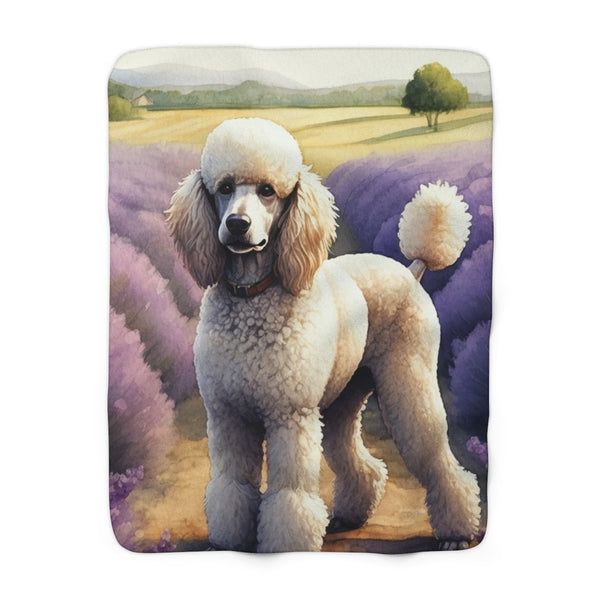 Poodle Watercolor Lavender Fields Throw Blanket | Premium Dog Prints | Tritan