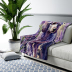 Poodle Watercolor sherpa blanket by Tritan, on sofa