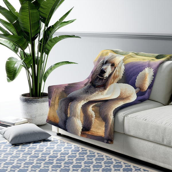 Poodle Watercolor Lavender Fields Throw Blanket | Premium Dog Prints | Tritan — Lifestyle View