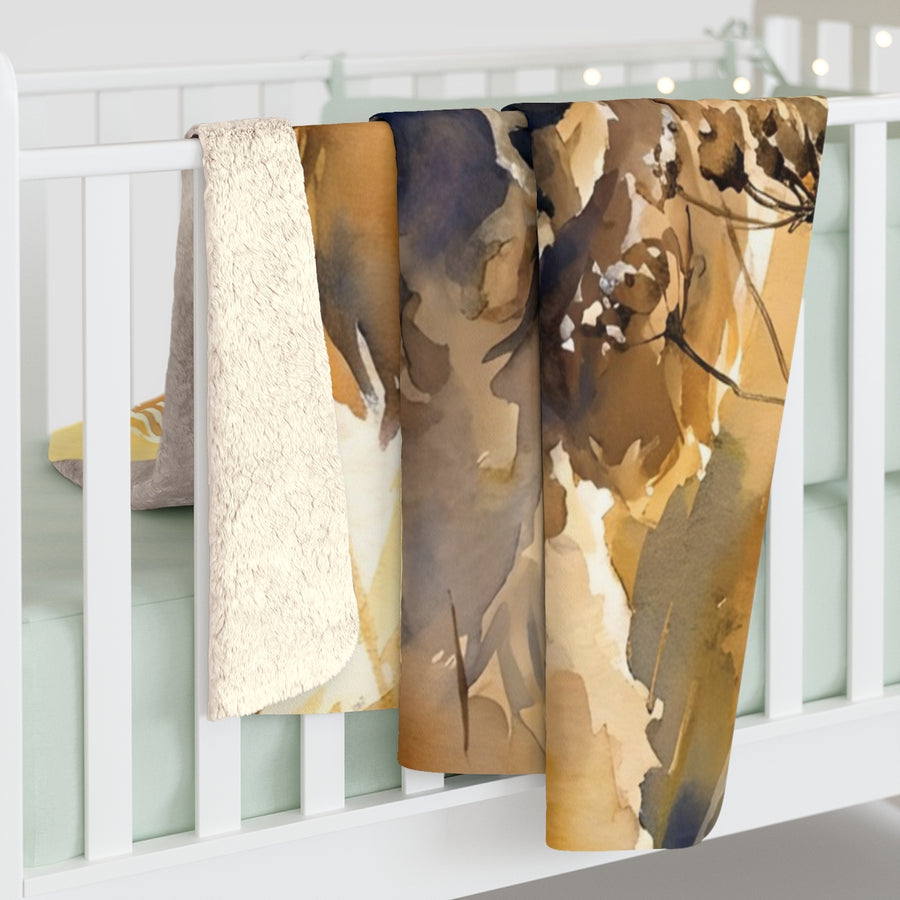 Poodle Watercolor sherpa blanket by Tritan, on bed
