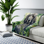 Poodle Watercolor sherpa blanket by Tritan, on sofa