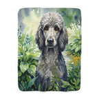 Poodle Watercolor sherpa blanket by Tritan, front