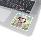 Poodle Watercolor vinyl sticker by Tritan, on a laptop