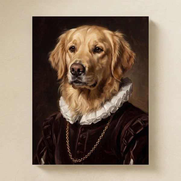 Golden Retriever Royal Portrait Matte Art Poster Print, Regal Dog Painting, Golden Retriever Lover Gift