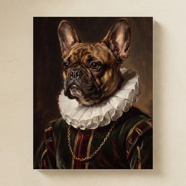 French Bulldog Royal Portrait Matte Art Poster Print, Regal Dog Painting, French Bulldog Lover Gift