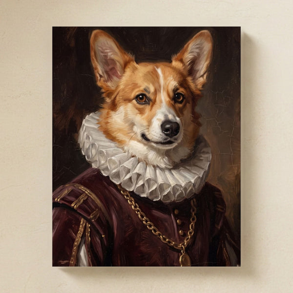 Corgi Royal Portrait Matte Art Poster Print, Regal Dog Painting, Corgi Lover Gift
