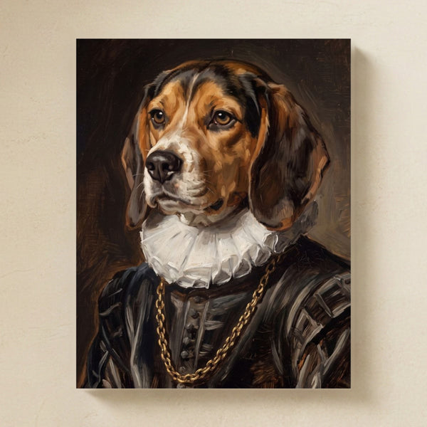 Beagle Royal Portrait Matte Art Poster Print, Regal Dog Painting, Beagle Lover Gift