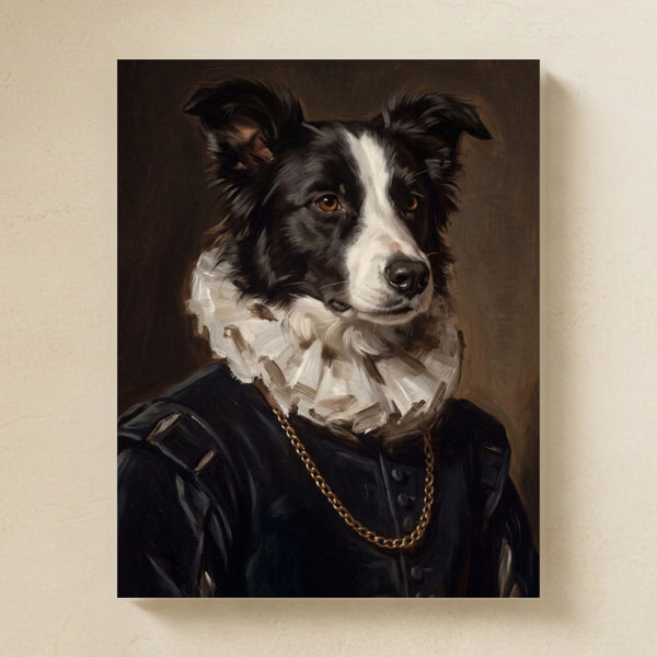 Border Collie Royal Portrait Matte Art Poster Print, Regal Dog Painting, Border Collie Lover Gift
