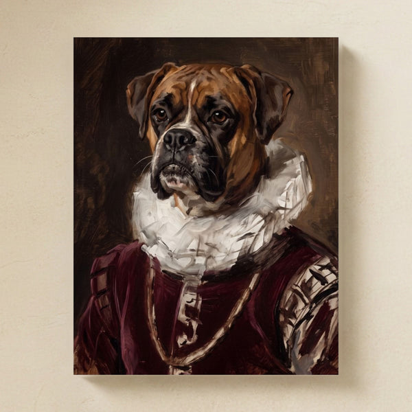 Boxer Royal Portrait Matte Art Poster Print, Regal Dog Painting, Boxer Lover Gift