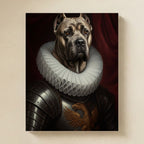 Cane Corso Renaissance Royal Portrait Matte Poster, Regal Dog Art Print, Cane Corso Lover Gift, Wall Art mounted flat on a warm limestone gallery wall, matte paper art print photographed straight on