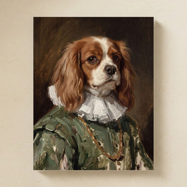 Cavalier King Charles Spaniel Royal Portrait Matte Art Poster Print, Regal Dog Painting, Cavalier King Charles Spaniel Lover Gift