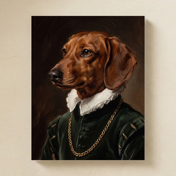 Dachshund Royal Portrait Matte Art Poster Print, Regal Dog Painting, Dachshund Lover Gift