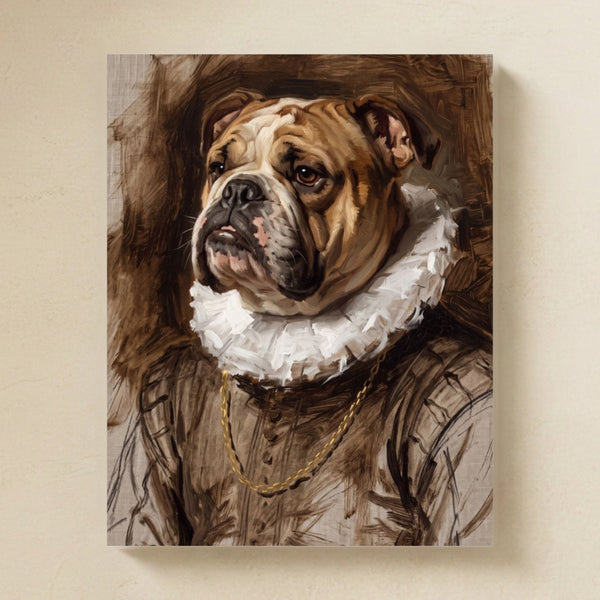 English Bulldog Royal Portrait Matte Art Poster Print, Regal Dog Painting, English Bulldog Lover Gift