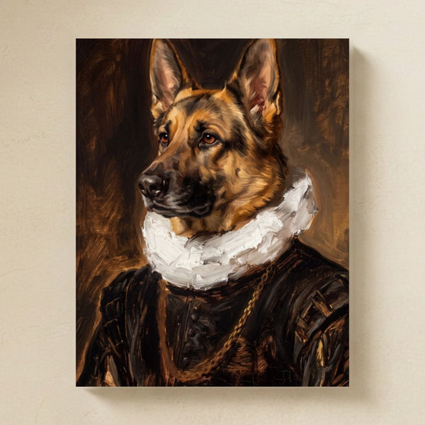 German Shepherd Royal Portrait Matte Art Poster Print, Regal Dog Painting, German Shepherd Lover Gift