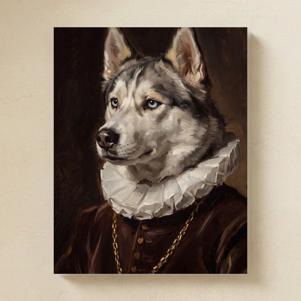 Siberian Husky Royal Portrait Matte Art Poster Print, Regal Dog Painting, Siberian Husky Lover Gift