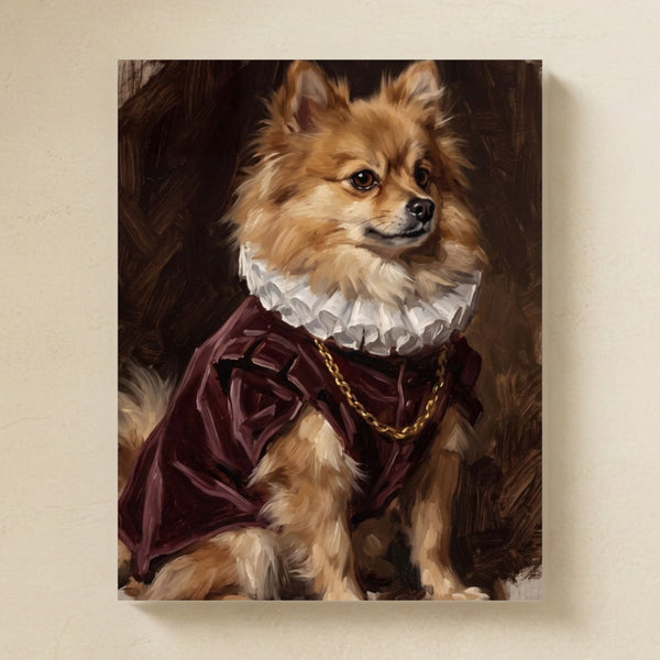Pomeranian Royal Portrait Matte Art Poster Print, Regal Dog Painting, Pomeranian Lover Gift