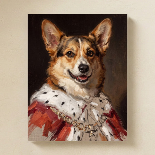 Corgi Kings & Queens Matte Art Poster Print, Regal Dog Painting, Corgi Lover Gift