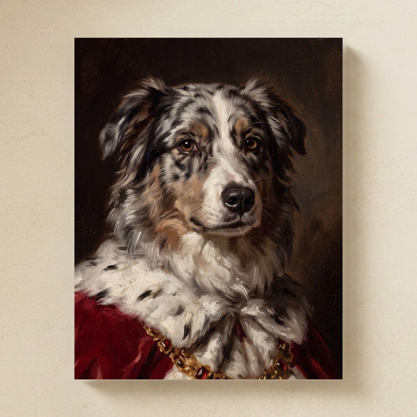 Australian Shepherd Kings & Queens Matte Art Poster Print, Regal Dog Painting, Australian Shepherd Lover Gift