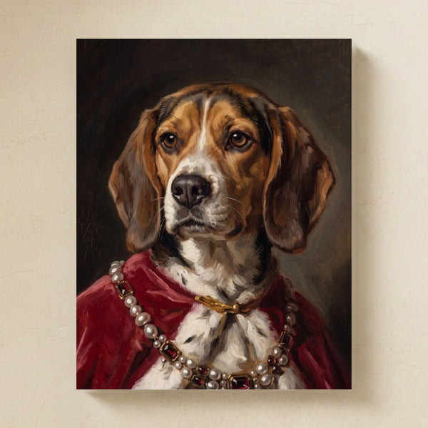 Beagle Kings & Queens Matte Art Poster Print, Regal Dog Painting, Beagle Lover Gift
