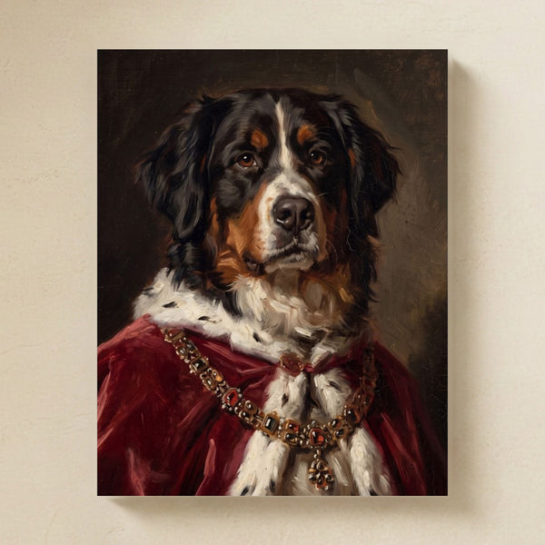 Bernese Mountain Dog Kings & Queens Matte Art Poster Print, Regal Dog Painting, Bernese Mountain Dog Lover Gift