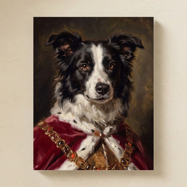 Border Collie Kings & Queens Matte Art Poster Print, Regal Dog Painting, Border Collie Lover Gift