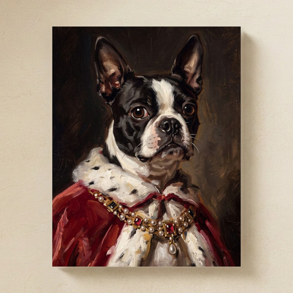 Boston Terrier Kings & Queens Matte Art Poster Print, Regal Dog Painting, Boston Terrier Lover Gift