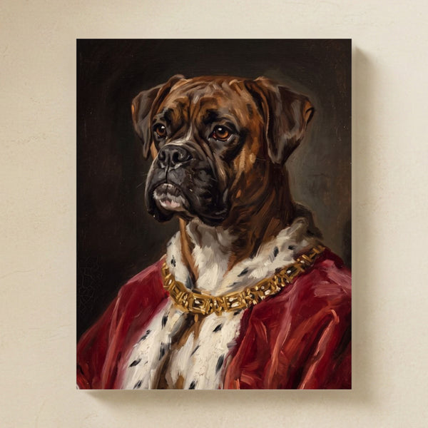 Boxer Kings & Queens Matte Art Poster Print, Regal Dog Painting, Boxer Lover Gift