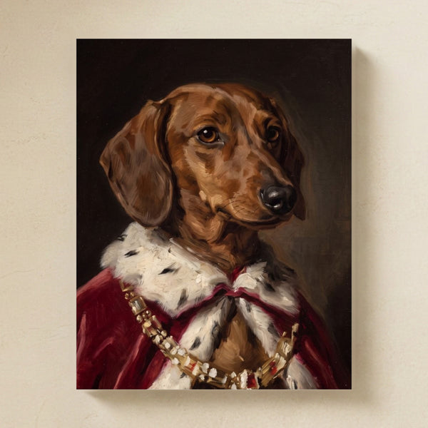Dachshund Kings & Queens Matte Art Poster Print, Regal Dog Painting, Dachshund Lover Gift