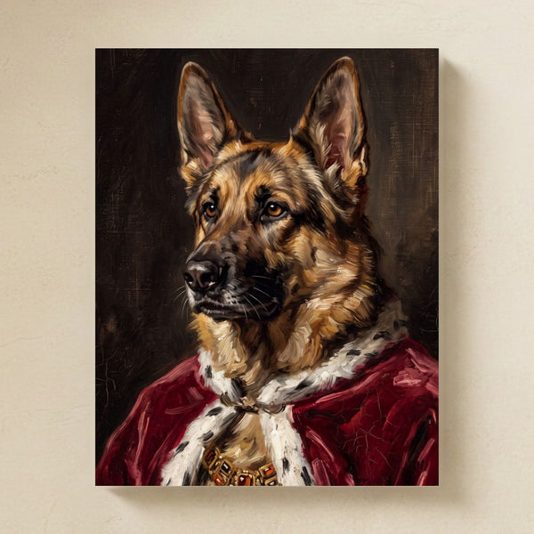 German Shepherd Kings & Queens Matte Art Poster Print, Regal Dog Painting, German Shepherd Lover Gift