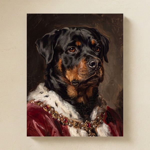 Rottweiler Kings & Queens Matte Art Poster Print, Regal Dog Painting, Rottweiler Lover Gift