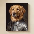 Golden Retriever Medieval Knight matte poster print by Tritan, angled view