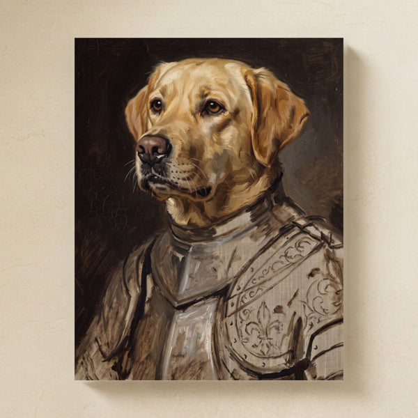 Labrador Retriever Medieval Knight Portrait Matte Art Poster Print, Regal Dog Painting, Labrador Retriever Lover Gift