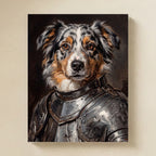 Australian Shepherd Medieval Knight matte poster print by Tritan, angled view