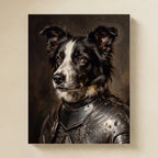 Border Collie Medieval Knight matte poster print by Tritan, angled view