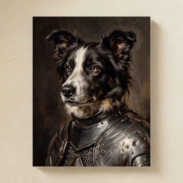 Border Collie Medieval Knight Portrait Matte Art Poster Print, Regal Dog Painting, Border Collie Lover Gift