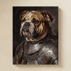 English Bulldog Medieval Knight matte poster print by Tritan, angled view