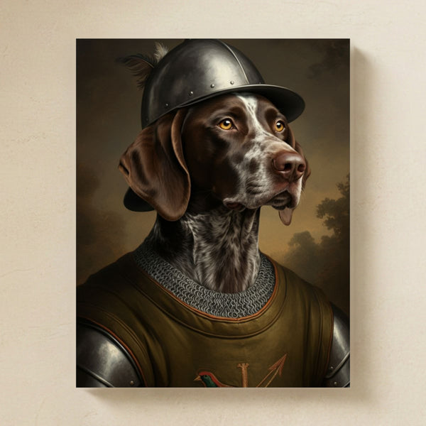 German Shorthaired Pointer Medieval Knight Portrait Matte Art Poster Print, Regal Dog Painting, German Shorthaired Pointer Lover Gift