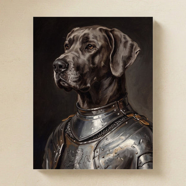Great Dane Medieval Knight Portrait Matte Art Poster Print, Regal Dog Painting, Great Dane Lover Gift