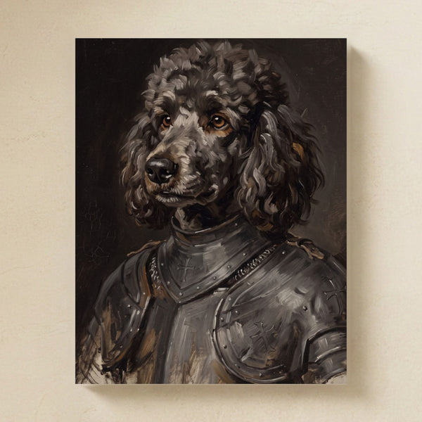 Poodle Medieval Knight Portrait Matte Art Poster Print, Regal Dog Painting, Poodle Lover Gift