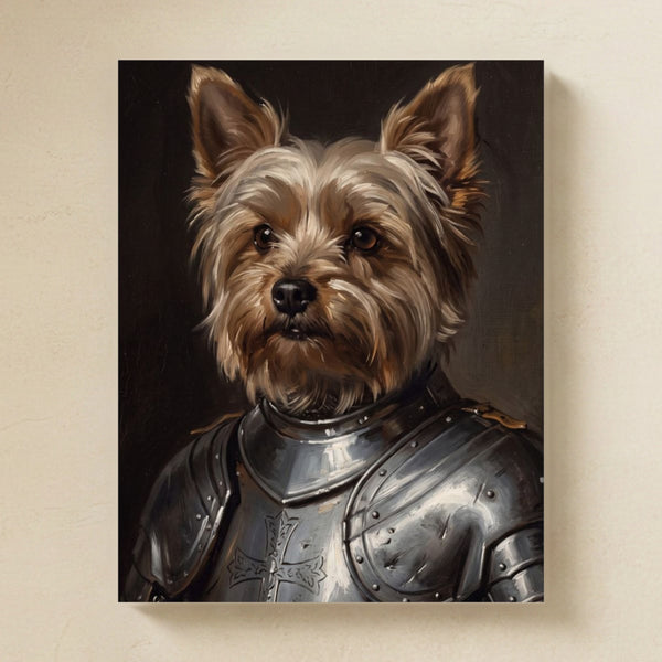 Yorkshire Terrier Medieval Knight Portrait Matte Art Poster Print, Regal Dog Painting, Yorkshire Terrier Lover Gift