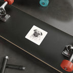 Pug Graphite vinyl sticker by Tritan, on a skateboard