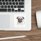 Pug Graphite vinyl sticker by Tritan, on a laptop