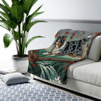 Australian Shepherd sherpa blanket by Tritan, on sofa