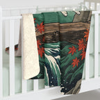 Australian Shepherd sherpa blanket by Tritan, on bed