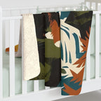 Bernese Mountain Dog sherpa blanket by Tritan, on bed